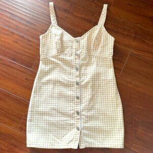 Topshop Cream Checkered Mini Dress